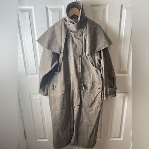 Men's Gray Trench Coat with Cape Collar